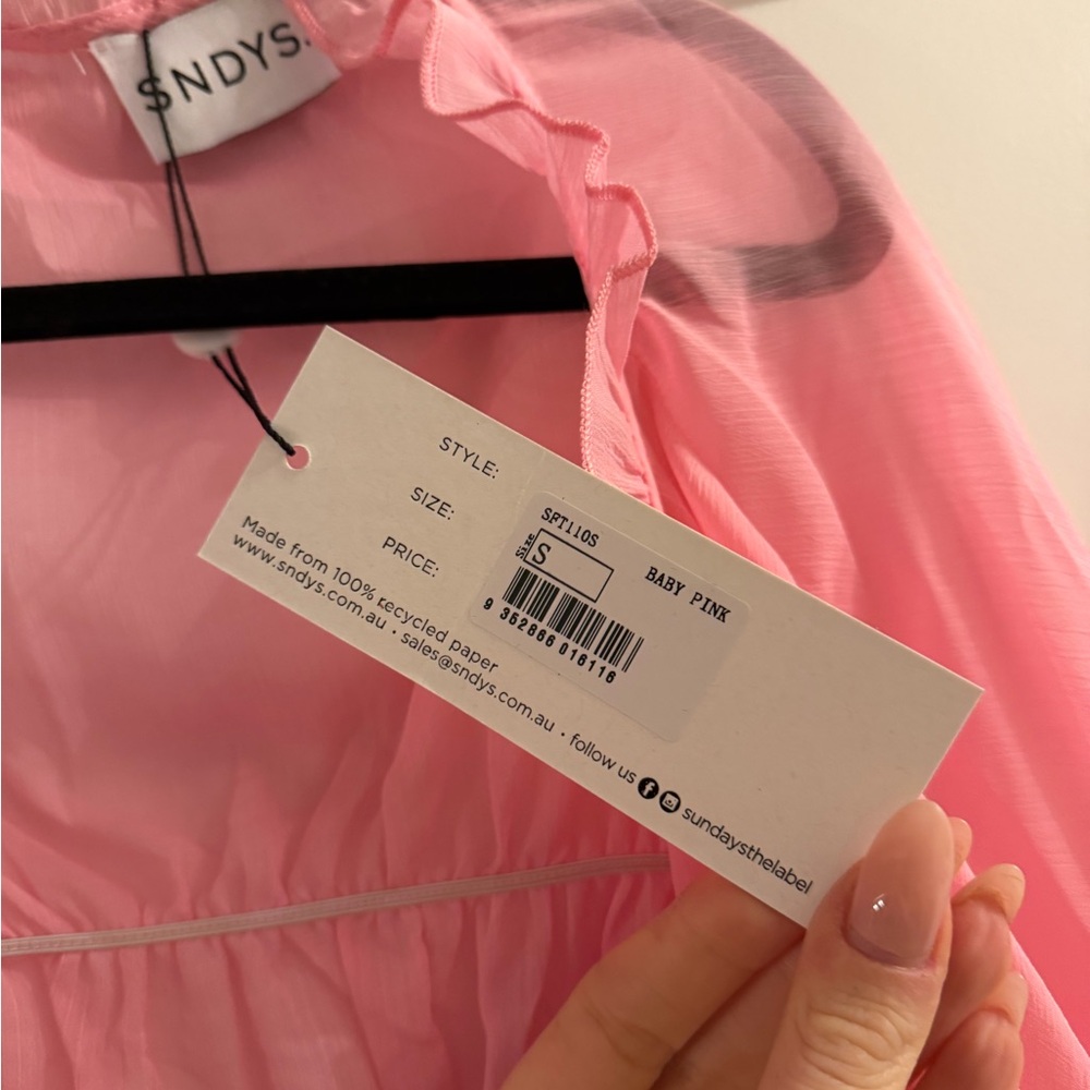 SNDYS Pink Ruffle Sheer Top - Picture 2 of 2